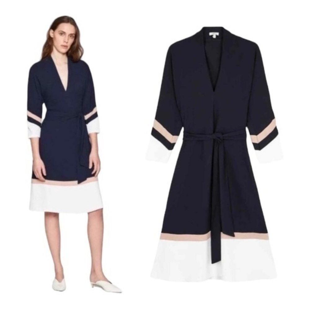 Joie Aydrien Colorblock Dress Size 8 Navy White Pink NWT
